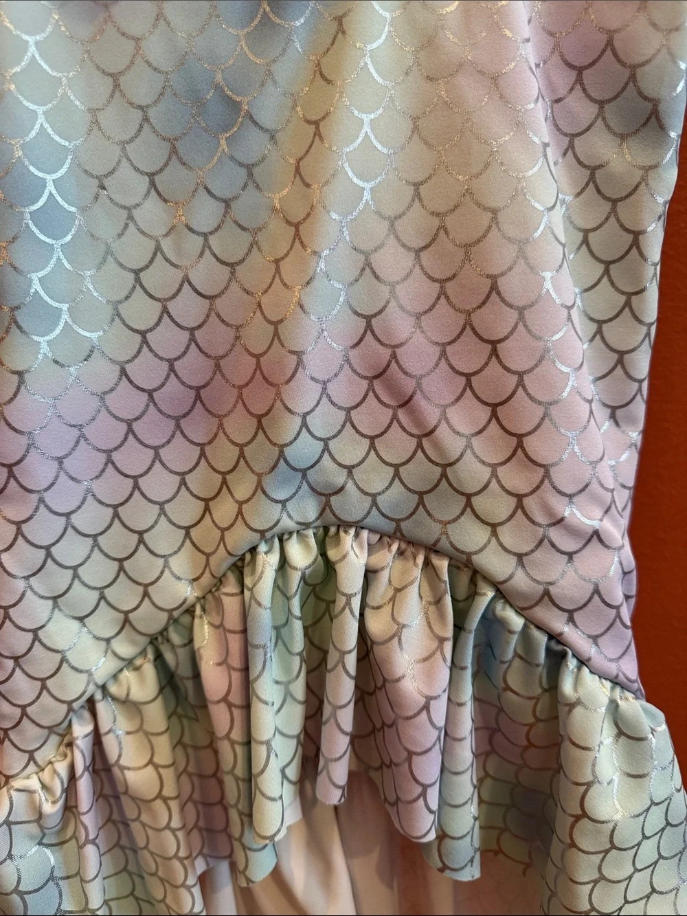 Janie and Jack Pastel Mermaid Scale One-Piece Swimsuit with tail cover up bottom